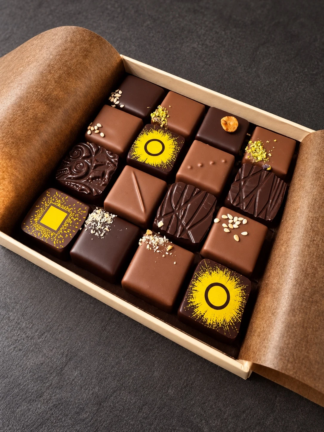 Coffret de bonbons de chocolat — réalisation de Sébastien Cantrelle